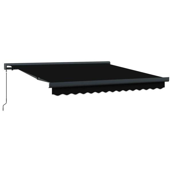 Manuelle einziehbare Markise Schwarz 350x250 cm, Markisen-Ersatzstoff für 3,5x2,5 m Rahmen Schwarz
