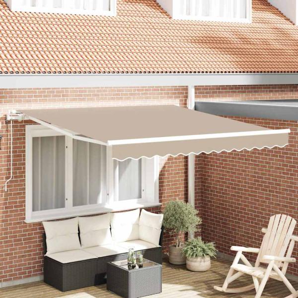 ARDEBO.de - Automatische Einziehbare Markise Beige 350x250 cm, Markisen-Ersatzstoff für Rahmen 3,5x2,5 m Beige