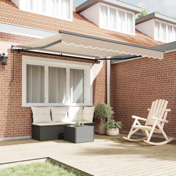 Manuelle einziehbare Markise Beige 350x250 cm, Markisen Ersatzstoff für 3.5x2.5 m Rahmen Beige