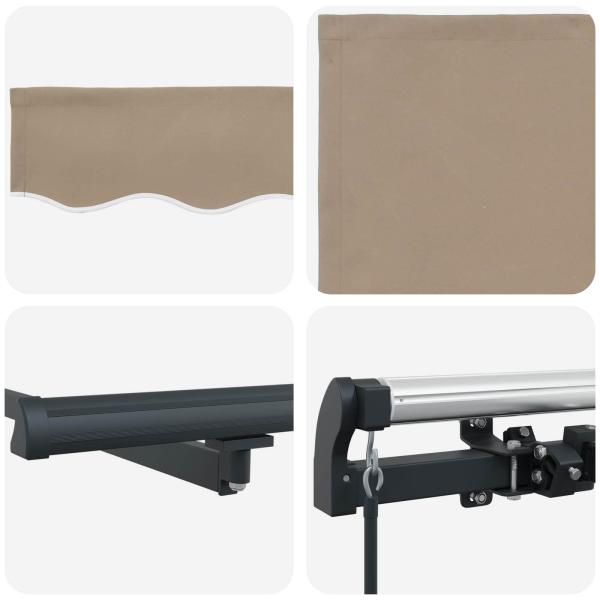 Manuelle einziehbare Markise Beige 350x250 cm, Markisen Ersatzstoff für 3.5x2.5 m Rahmen Beige