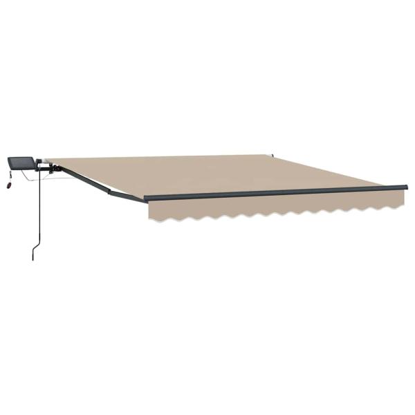 manuelle einziehbare Markise mit LED Beige 350 x 250 cm, Markisen-Ersatzstoff für Rahmen 3,5 x 2,5 m Beige