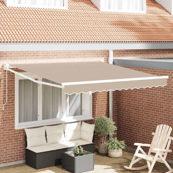 ARDEBO.de - Manuelle Einziehbare Markise Beige 350x250 cm, Ersatzstoff für Markise für 3,5x2,5 m Gestell Beige