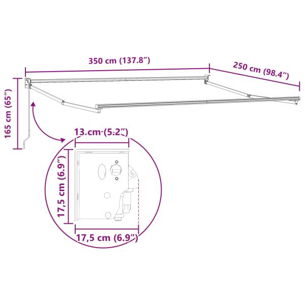 Manuelle Einziehbare Markise Beige 350x250 cm, Markisenersatzstoff für 3.5x2.5 m Rahmen Beige