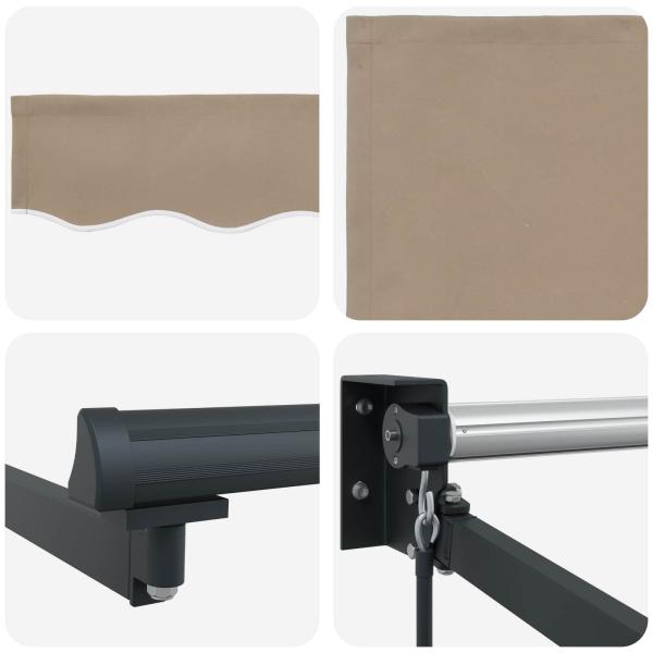 Manuelle Einziehbare Markise Beige 350x250 cm, Markisenersatzstoff für 3.5x2.5 m Rahmen Beige