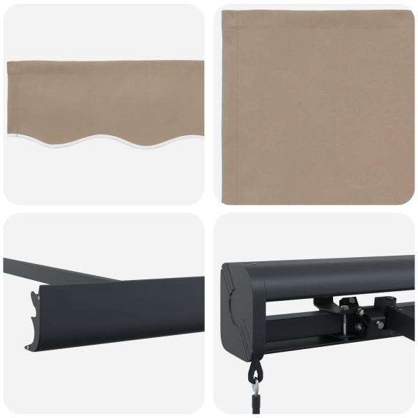 Manuelle einziehbare Markise Beige 350x250 cm, Markisenersatzstoff für 3,5x2,5 m Rahmen Beige