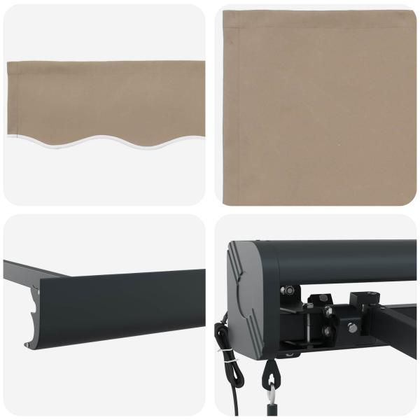 Automatische einziehbare Markise Beige 350x250 cm, Markisen-Ersetzungsstoff für 3.5x2.5 m Rahmen Beige