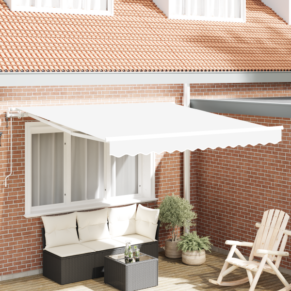 Automatische einziehbare Markise Weiß 350x250 cm, Markisenersatzgewebe für 3,5x2,5 m Rahmen Weiß