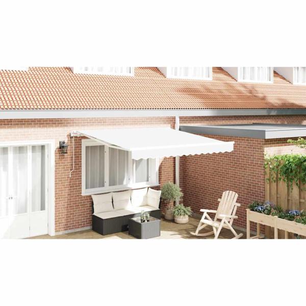 Automatische einziehbare Markise Weiß 350x250 cm, Markisenersatzgewebe für 3,5x2,5 m Rahmen Weiß