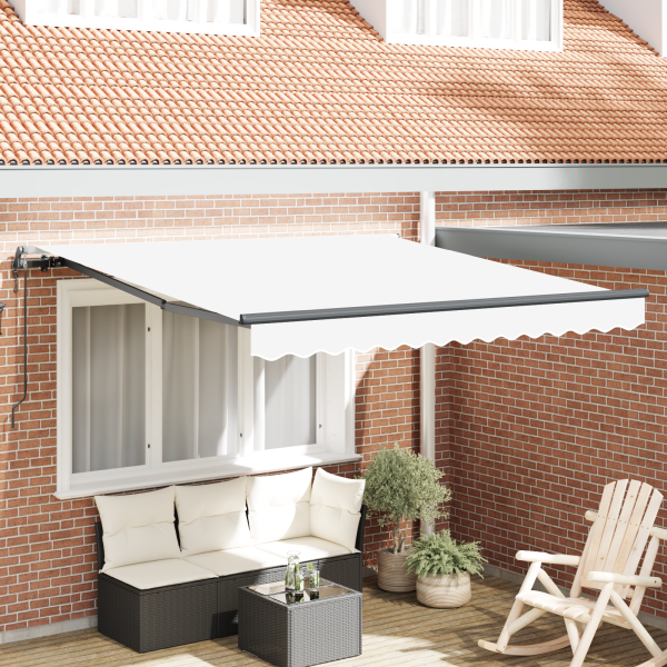 Automatische einziehbare Markise Weiß 350x250 cm, Markisen-Ersatzstoff für 3.5x2.5 m Rahmen Weiß