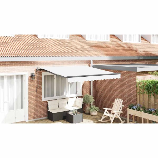 Automatische einziehbare Markise Weiß 350x250 cm, Markisen-Ersatzstoff für 3.5x2.5 m Rahmen Weiß