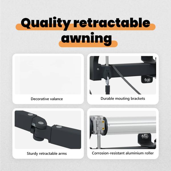 Automatische einziehbare Markise mit LED Weiß 350x250 cm, Markisenersatzstoff für Rahmen 3.5x2.5 m Weiß