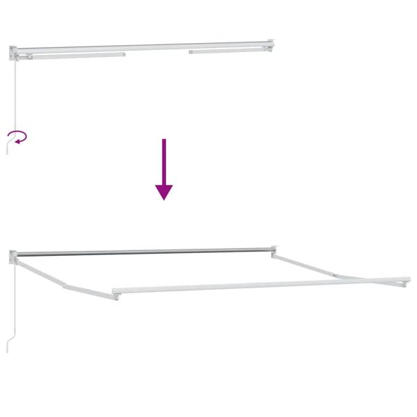 manuelle einziehbare Markise Weiß 350x250 cm, Markisen Ersatzstoff für Rahmen 3.5x2.5 m Weiß
