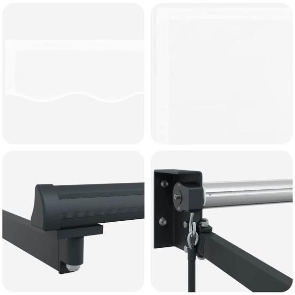 ARDEBO.de - Manuelle Einziehbare Markise Weiß 350x250 cm, Markisenersatzstoff für 3,5x2,5 m Rahmen Weiß