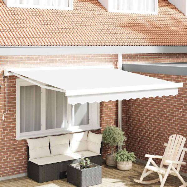 ARDEBO.de - Automatische einziehbare Markise Weiß 350x250 cm, Markisenersatzgewebe für 3,5x2,5 m Rahmen Weiß