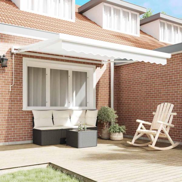 Automatische einziehbare Markise Weiß 350x250 cm, Markisenersatzgewebe für 3,5x2,5 m Rahmen Weiß