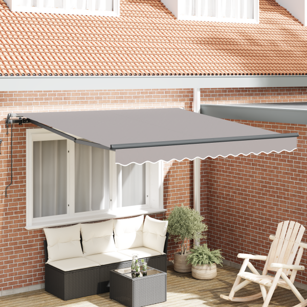 Automatische Einziehbare Markise Hellgrau 350x250 cm, Markisen-Ersatzstoff für 3,5x2,5 m Rahmen Hellgrau