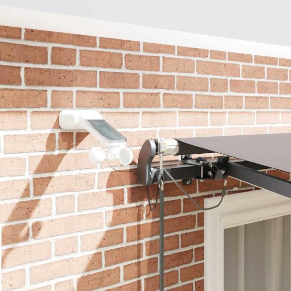 ARDEBO.de - Automatische einziehbare Markise mit LED Hellgrau 350x250 cm, Markisenersatzstoff für Rahmen 3,5x2,5 m Hellgrau