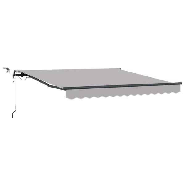 Automatische einziehbare Markise mit LED Hellgrau 350x250 cm, Markisenersatzstoff für Rahmen 3,5x2,5 m Hellgrau
