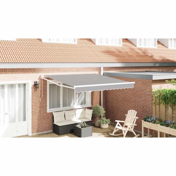 Manuelle Einziehbare Markise Hellgrau 350x250 cm, Markisenersatzstoff für 3,5x2,5 m Rahmen Hellgrau