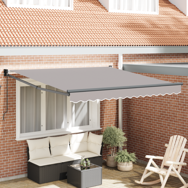 manuelle einziehbare Markise hellgrau 350x250 cm, Markisen-Ersatzstoff für 3.5x2.5 m Rahmen hellgrau