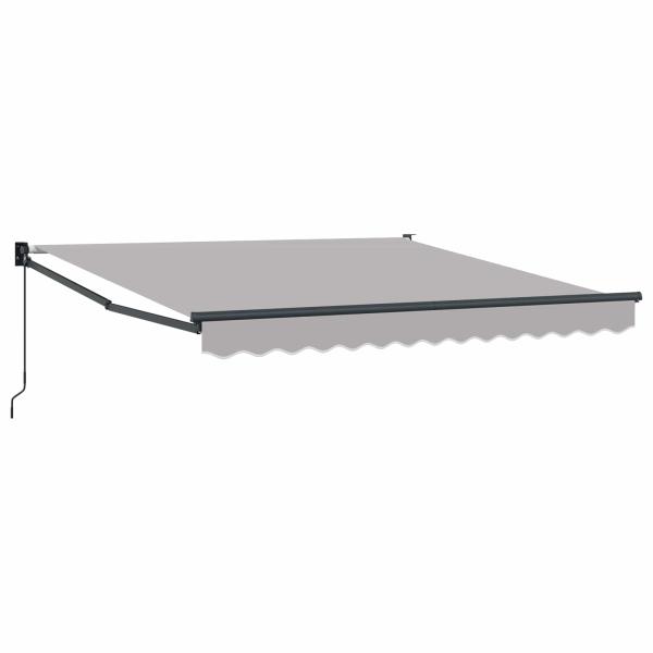 manuelle einziehbare Markise hellgrau 350x250 cm, Markisen-Ersatzstoff für 3.5x2.5 m Rahmen hellgrau