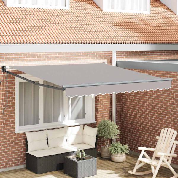 ARDEBO.de - Automatische Einziehbare Markise Hellgrau 350x250 cm, Markisen-Ersatzgewebe für 3.5x2.5 m Rahmen Hellgrau