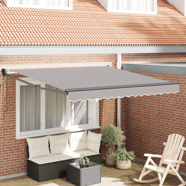 Automatische Einziehbare Markise Hellgrau 350x250 cm, Markisen-Ersatzgewebe für 3.5x2.5 m Rahmen Hellgrau