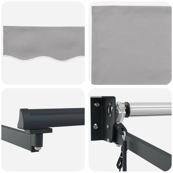 Automatische Einziehbare Markise Hellgrau 350x250 cm, Markisen-Ersatzgewebe für 3.5x2.5 m Rahmen Hellgrau