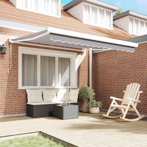 Automatische Einziehbare Markise Hellgrau 350x250 cm, Markisenersatzstoff für 3.5x2.5 m Rahmen Hellgrau