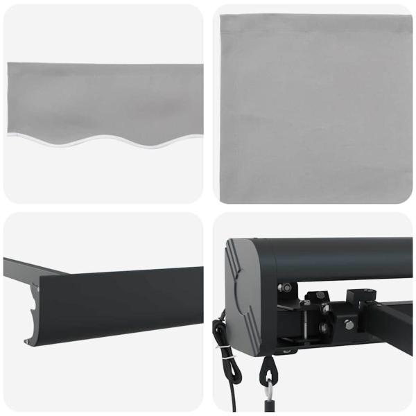 Automatische einziehbare Markise hellgrau 350x250 cm, Markisenersatzstoff für 3,5x2,5 m Rahmen hellgrau