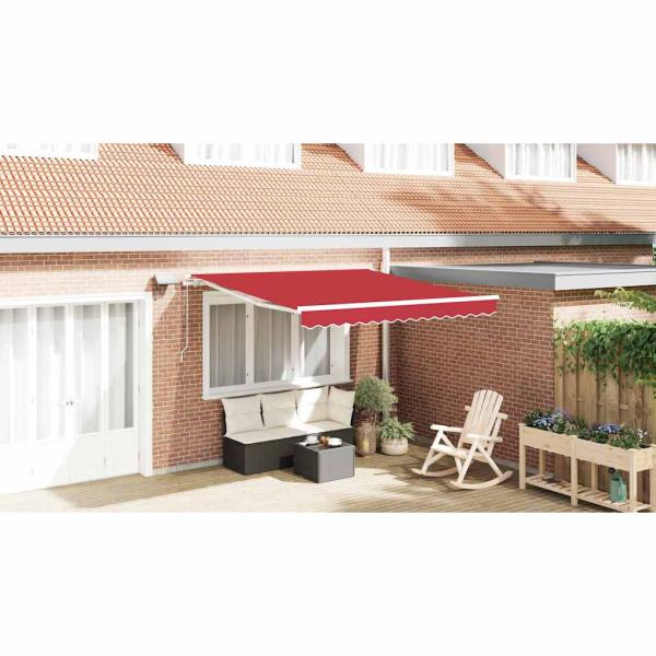 manuelle einziehbare Markise mit LED Rot 350x250 cm, Markisen-Ersatzstoff für 3.5x2.5 m Rahmen Rot