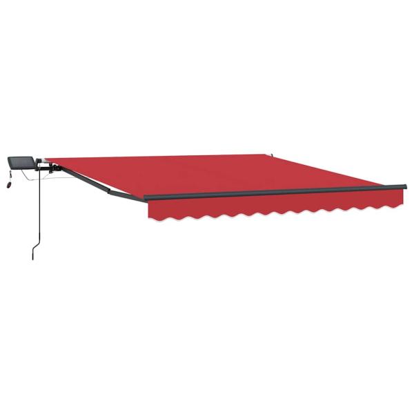 manuelle einziehbare Markise mit LED rot 350x250 cm, Markisen-Ersatzstoff für 3.5x2.5 m Rahmen rot