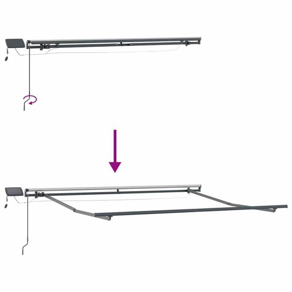 manuelle einziehbare Markise mit LED rot 350x250 cm, Markisen-Ersatzstoff für 3.5x2.5 m Rahmen rot