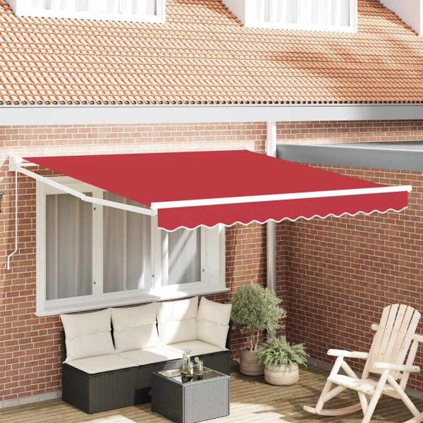 ARDEBO.de - Manuelle Einziehbare Markise Rot 350x250 cm, Markisenersatzstoff für Rahmen 3,5x2,5 m Rot