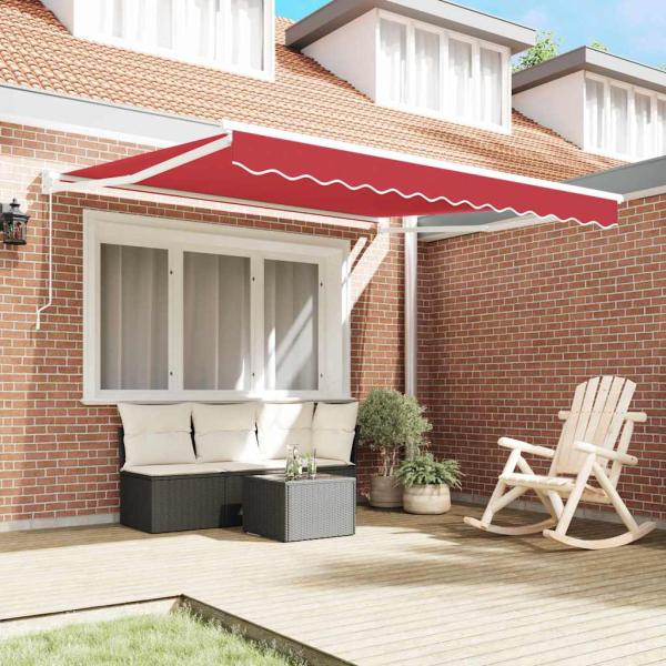 Manuelle Einziehbare Markise Rot 350x250 cm, Markisenersatzstoff für Rahmen 3,5x2,5 m Rot