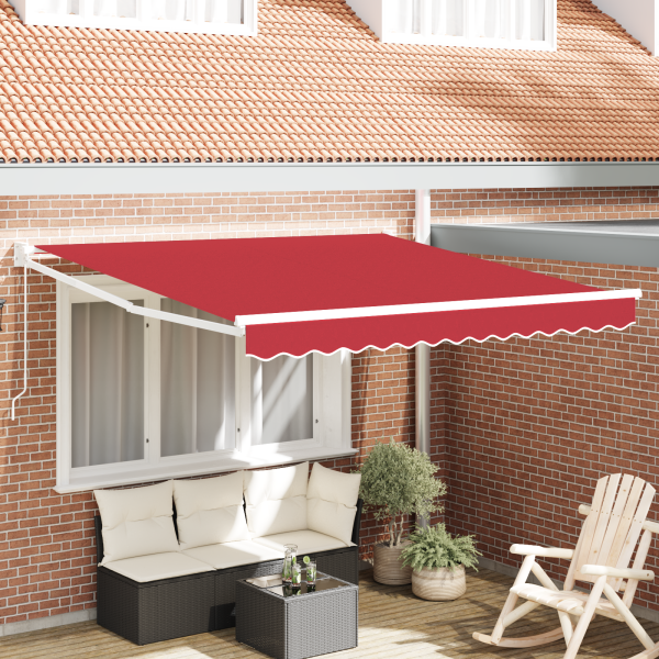 Manuelle Einziehbare Markise Rot 350x250 cm, Markisenersatzstoff für Rahmen 3,5x2,5 m Rot