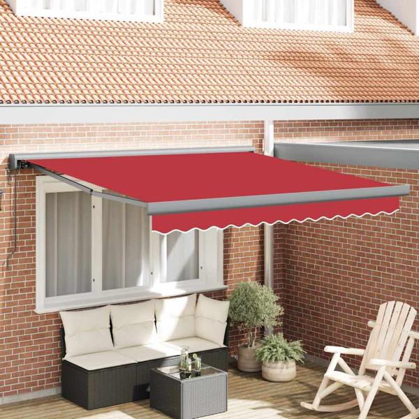 ARDEBO.de - Automatische einziehbare Markise Rot 350x250 cm, Markisenersatzstoff für 3,5x2,5 m Rahmen Rot