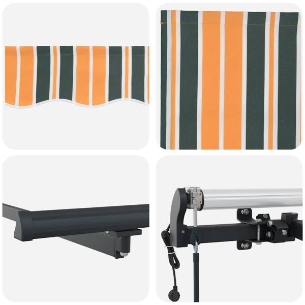 automatische einziehbare Markise Grün und Gelb 350x250 cm, Markisenersatzstoff für 3.5x2.5 m Gestell Grün und Gelb