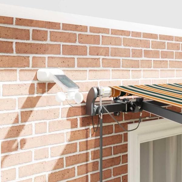 Automatische Einziehbare Markise mit LED Grün und Gelb 350x250 cm, Markisen-Ersatzstoff für 3,5x2,5 m Rahmen Grün und Gelb