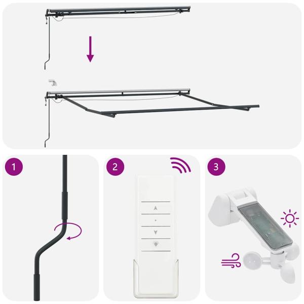 Automatische Einziehbare Markise mit LED Grün und Gelb 350x250 cm, Markisen-Ersatzstoff für 3,5x2,5 m Rahmen Grün und Gelb