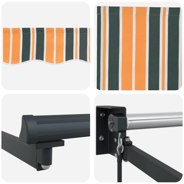 manuelle einziehbare Markise grün und gelb 350x250 cm, Markisenersatzstoff für 3,5x2,5 m Rahmen grün und gelb