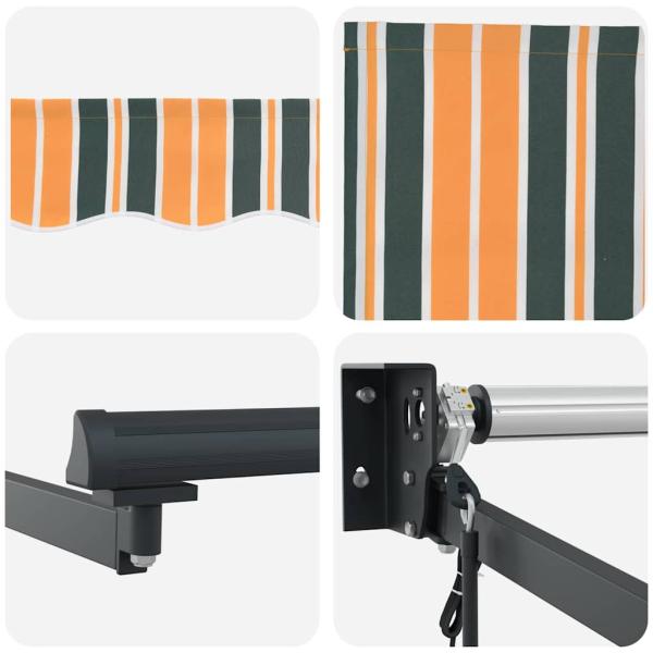 Automatische Einziehbare Markise Grün und Gelb 350x250 cm, Markisenersatzstoff für 3,5x2,5 m Rahmen Grün und Gelb
