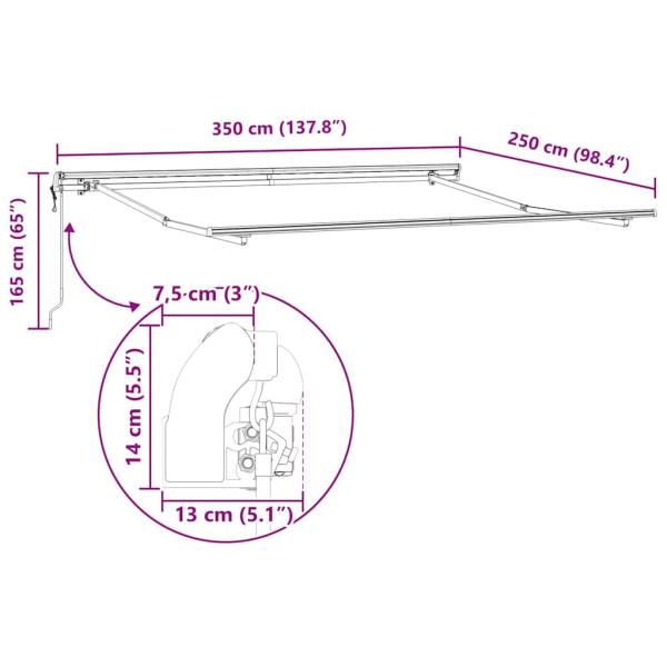 Automatische Einziehbare Markise Grün und Weiß 350x250 cm, Markisenersatzstoff für 3.5x2.5 m Rahmen Grün und Weiß