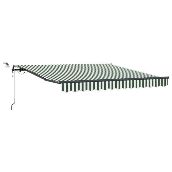 Automatische Einziehbare Markise mit LED in Grün und Weiß 350x250 cm, Markiseneinzelteil für 3,5x2,5 m Rahmen in Grün und Weiß