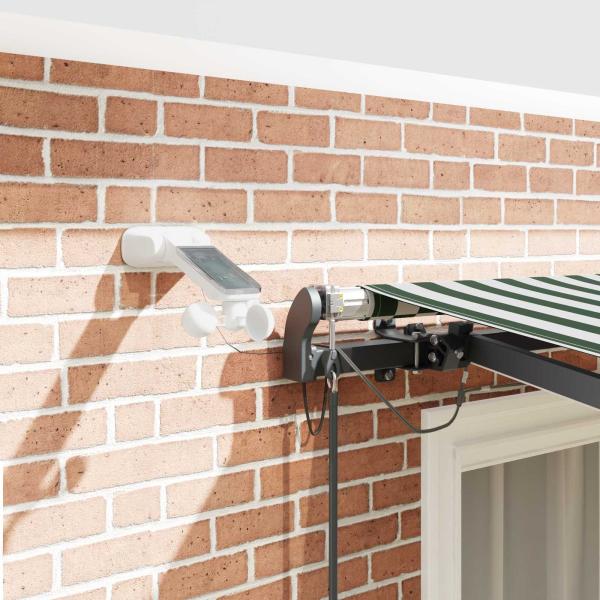Automatische Einziehbare Markise mit LED in Grün und Weiß 350x250 cm, Markiseneinzelteil für 3,5x2,5 m Rahmen in Grün und Weiß