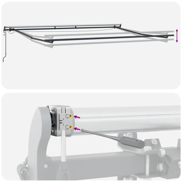 Automatische Einziehbare Markise mit LED in Grün und Weiß 350x250 cm, Markiseneinzelteil für 3,5x2,5 m Rahmen in Grün und Weiß
