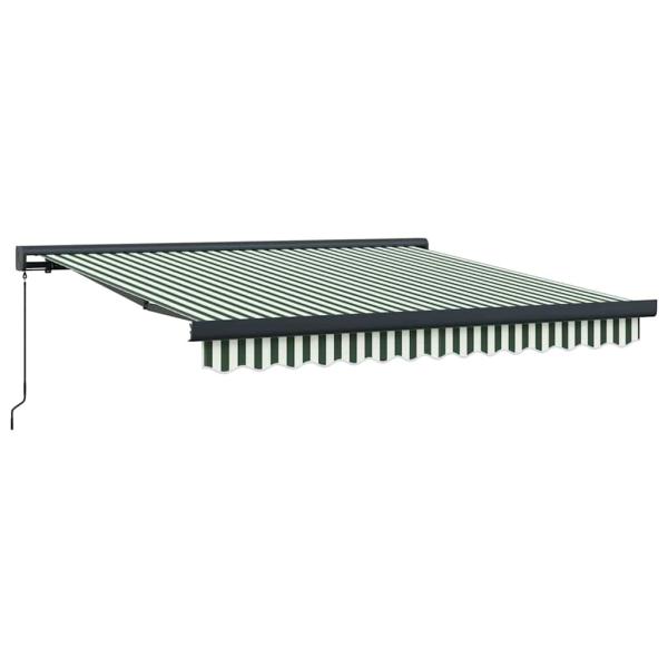Manuelle Einziehbare Markise Grün und Weiß 350x250 cm, Markisenersatzstoff für 3,5x2,5 m Rahmen Grün und Weiß