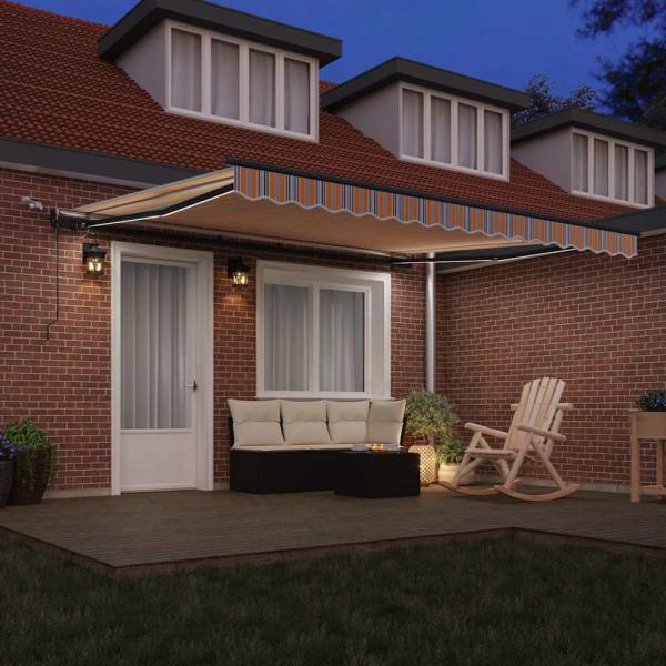 Automatische Einziehbare Markise mit LED Mehrfarbigen Streifen 400x300 cm