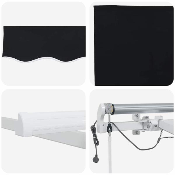 automatische ausziehbare Markise mit LED Schwarz 400x300 cm, Markisen-Ersatzstoff für Rahmen 4x3 m Schwarz