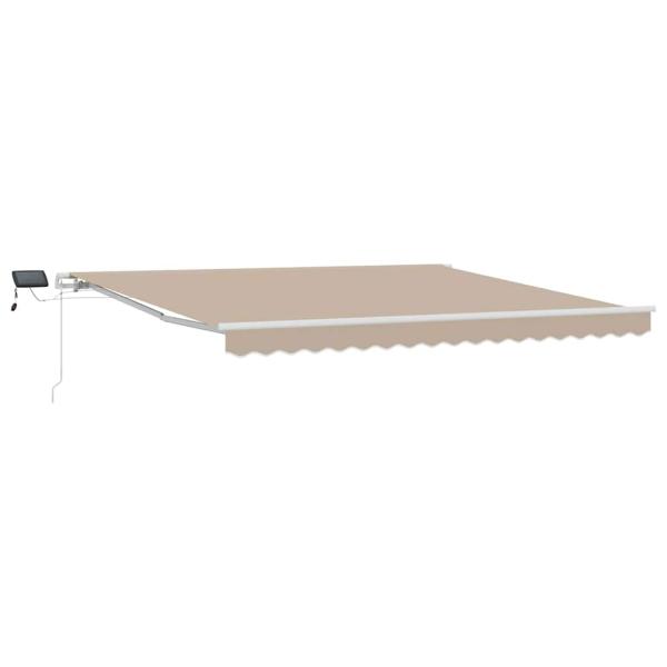 manuelle einziehbare Markise mit LED Beige 400x300 cm, Markisen Austauschstoff für 4x3 m Gestell Beige